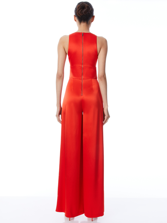 MYRTLE DEEP V-NECK WIDE LEG JUMPSUIT - CHILI PEPPER image 1 - ALICE + OLIVIA