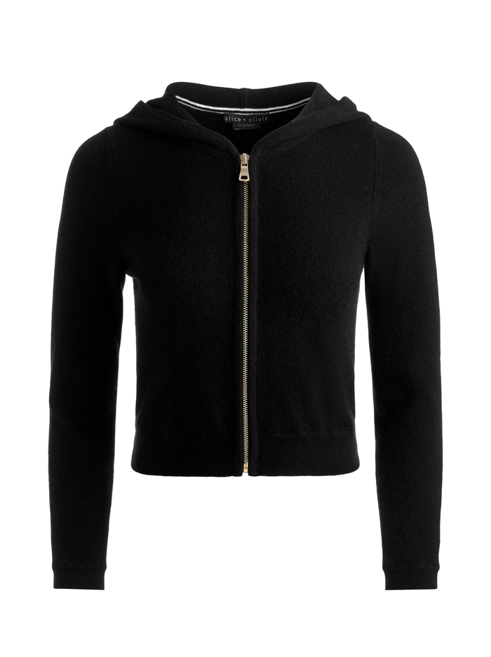 DOLLIE CARDIGAN ZIP HOODIE - BLACK image 5 - ALICE + OLIVIA