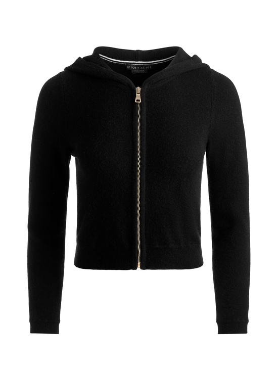 BLACK-DOLLIE CARDIGAN ZIP HOODIE