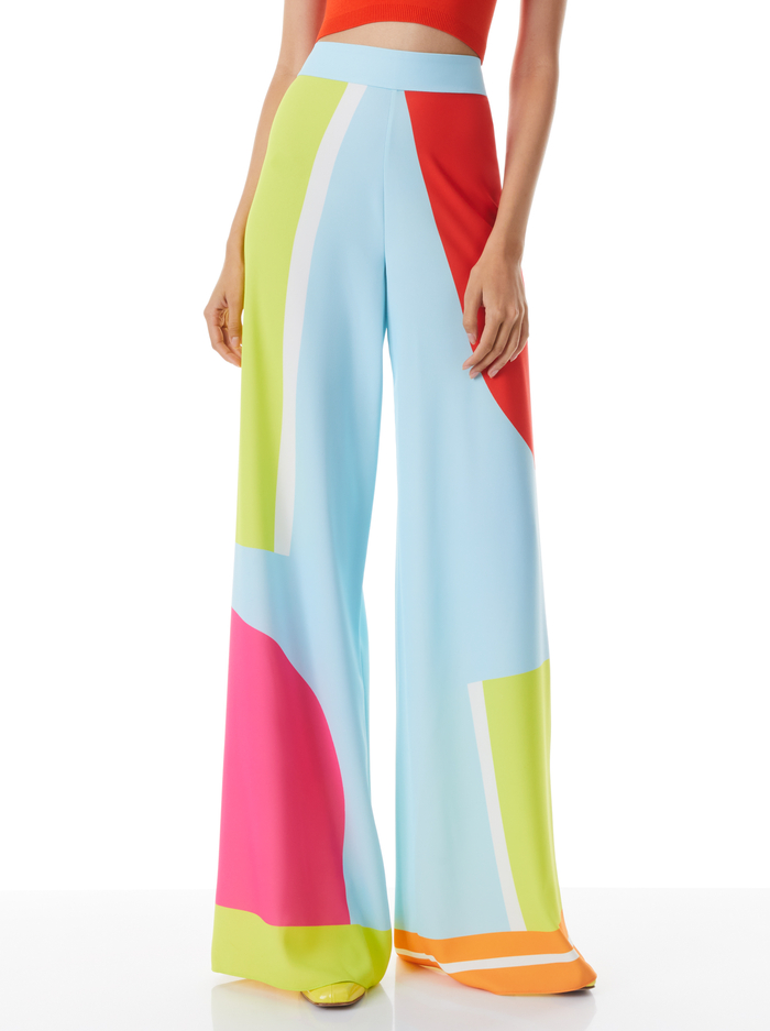 Alice + Olivia ATHENA WIDE LEG - Trousers - greek tile/blue