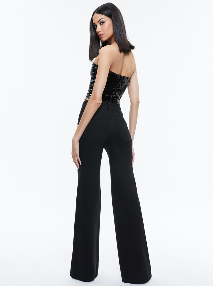 VIVI SEQUIN CROPPED TOP - BLACK image 2 - Alice And Olivia