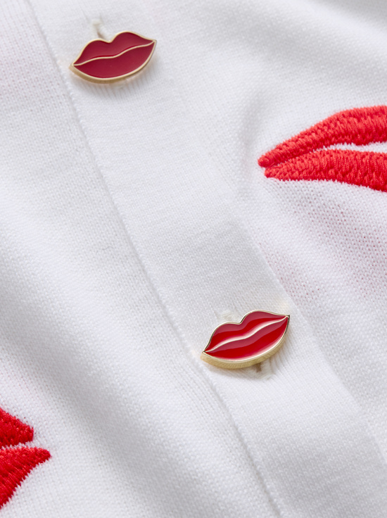 SOFT WHITE MULTI-DARODA LIP CARDIGAN