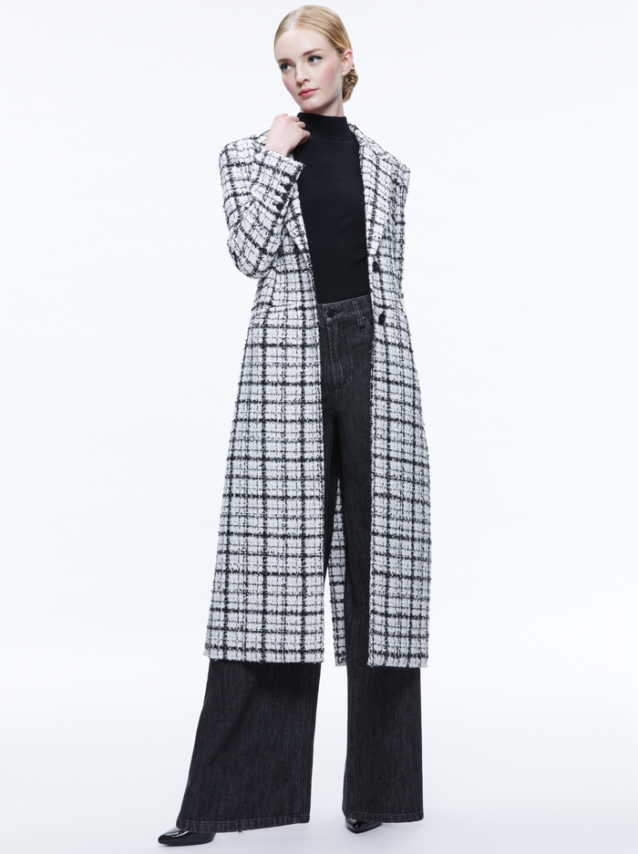 BRET LONG BLAZER - OFF WHITE/BLACK image 4 - Alice And Olivia