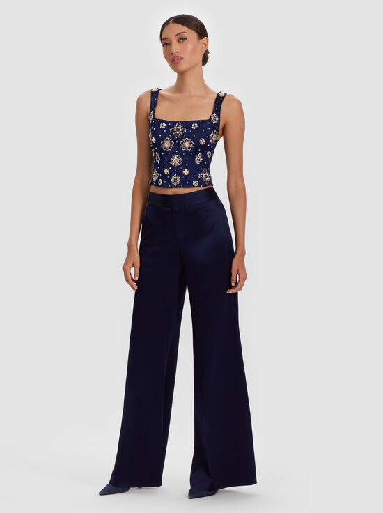 MIDNIGHT BLUE-LILLIANNA EMBELLISHED CORSET TOP