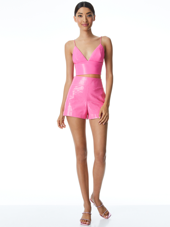 CARLI VEGAN LEATHER BRA TOP - FRENCH ROSE image 2 - Alice And Olivia