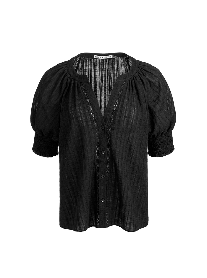 THALIA BUTTON DOWN BLOUSE - BLACK image 5 - ALICE + OLIVIA
