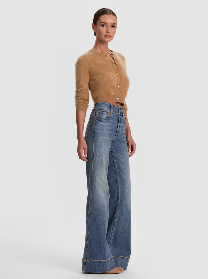 DOLLIE BRUSHED CASHMERE CARDIGAN - LIGHT PRALINE image 4 - ALICE + OLIVIA