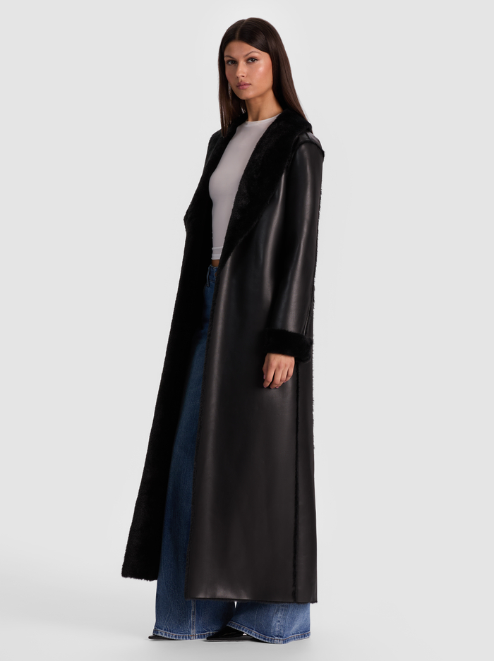 SHELBY FAUX SHEARLING MAXI COAT - BLACK image 4 - Alice And Olivia