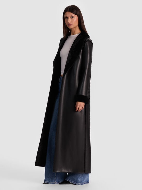 BLACK-SHELBY FAUX SHEARLING MAXI COAT