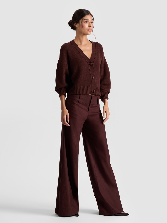 ATTICUS CASHMERE CARDIGAN - MOCHA image 4 - Alice And Olivia