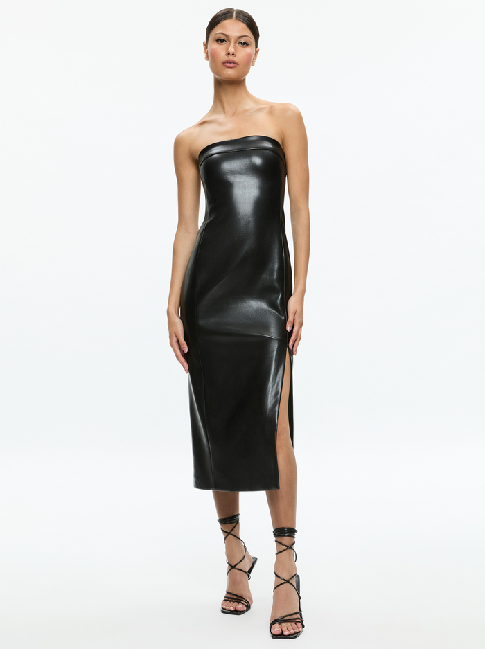 KELLY VEGAN MIDI DRESS - BLACK - Alice And Olivia