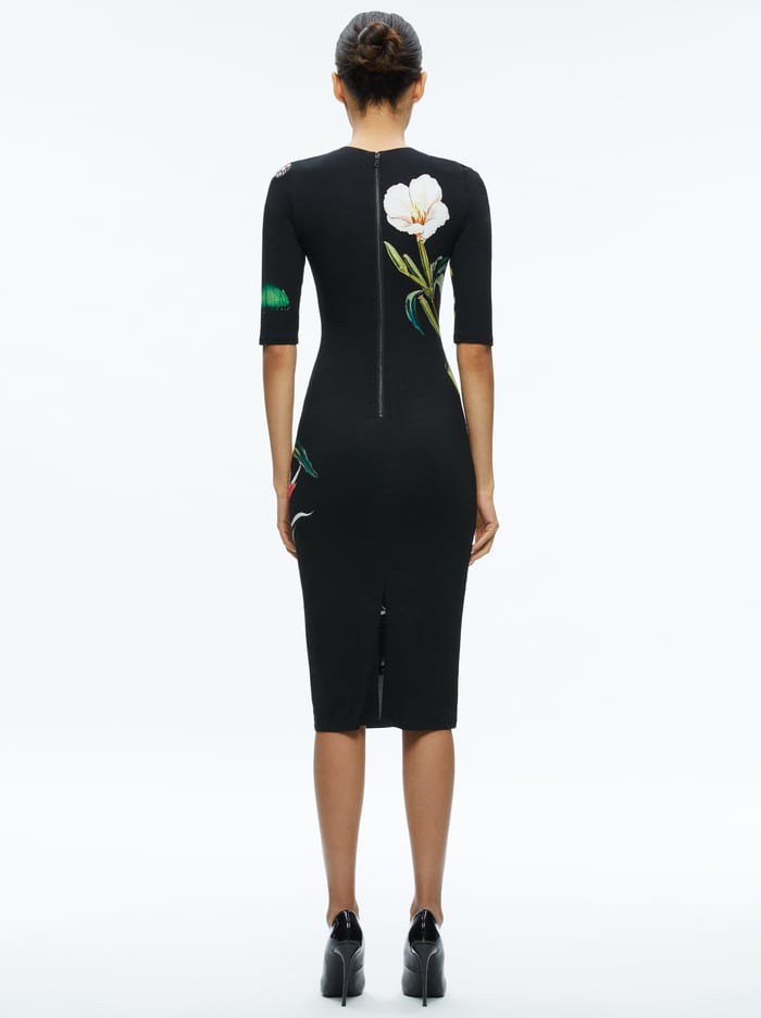 DELORA FLORAL CREWNECK MIDI DRESS - ESSENTIAL FLORAL image 1 - Alice And Olivia