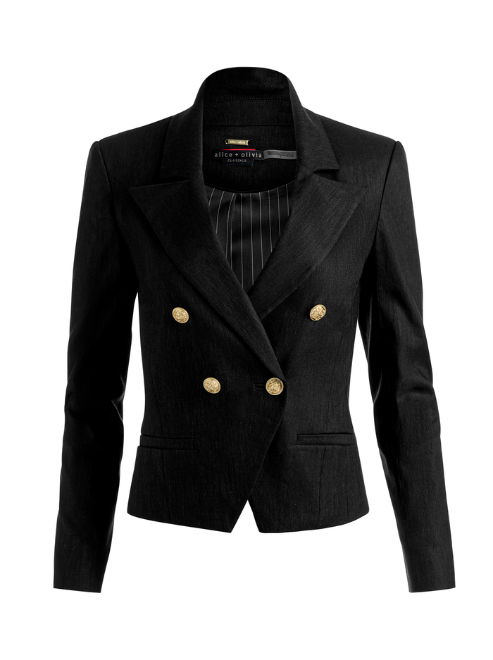 SABLE LINEN CROPPED BLAZER - BLACK image 5 - ALICE + OLIVIA