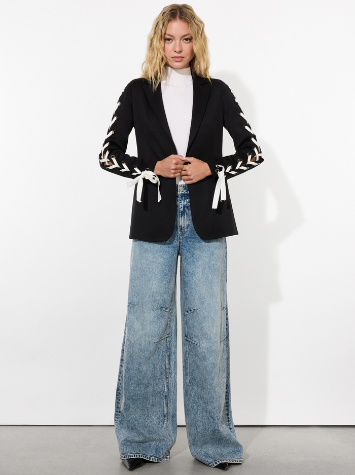 BREANN LACE UP BLAZER - BLACK image 1 - Alice And Olivia