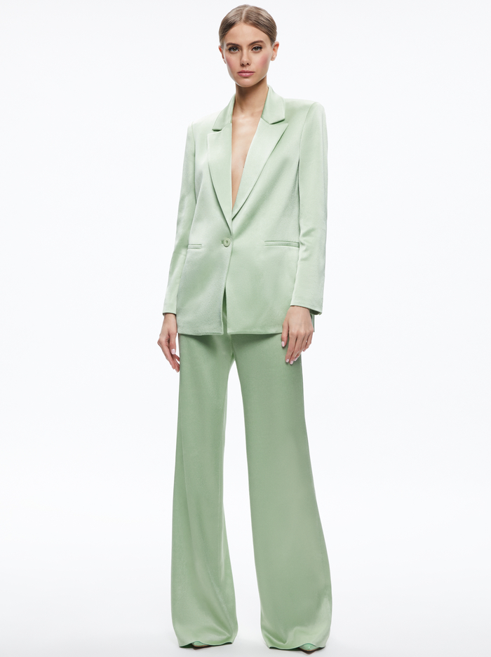 DENNY NOTCH COLLAR BOYFRIEND BLAZER - GREEN TEA image 2 - Alice And Olivia