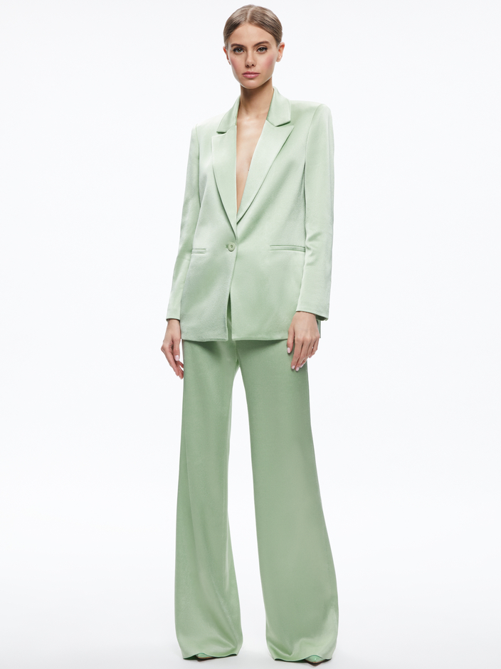 DENNY NOTCH COLLAR BOYFRIEND BLAZER + DEANNA HIGH WAISTED BOOTCUT PANT