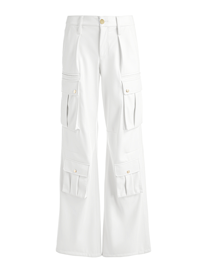 JOETTE VEGAN LEATHER CARGO PANT - OFF WHITE image 4 - Alice And Olivia