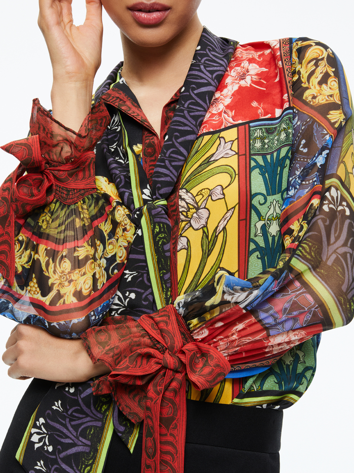 LLOYD TIE NECK BLOUSE - AFTER SUNSET image 3 - Alice And Olivia