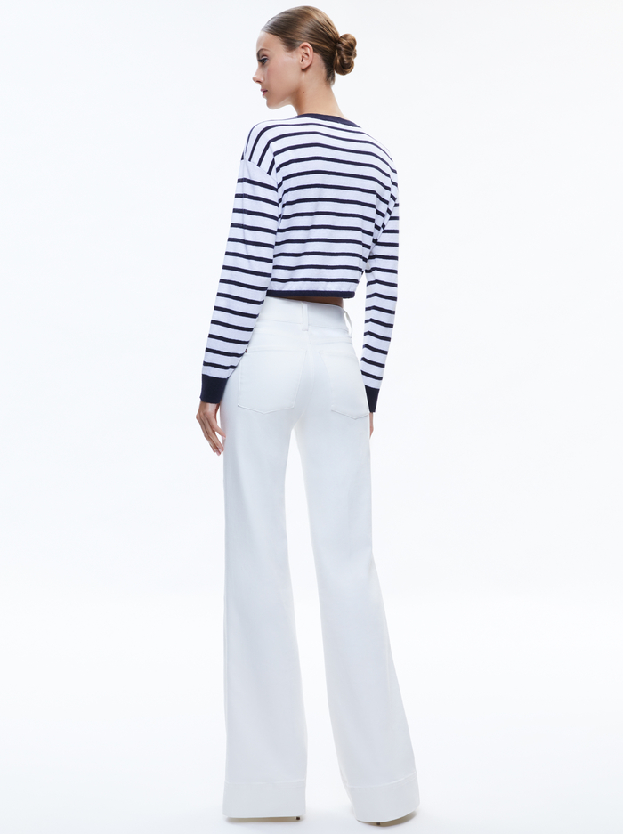 BERNETTA CROPPED DRAWSTRING PULLOVER - SOFT WHITE/INDIGO image 1 - Alice And Olivia