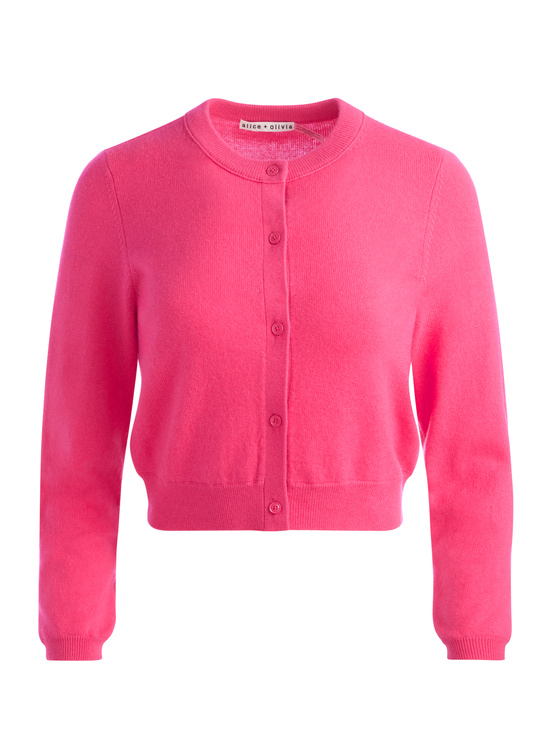 RASPBERRY-DOLLIE CASHMERE CARDIGAN