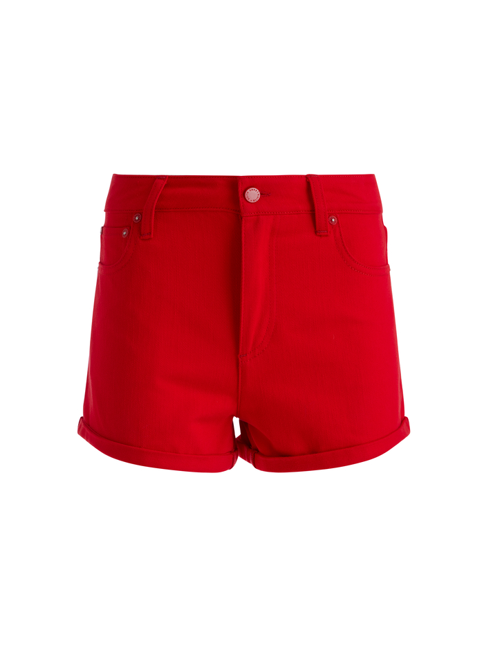 MAGGIE MID RISE VINTAGE SHORTS - BRIGHT RUBY image 5 - Alice And Olivia