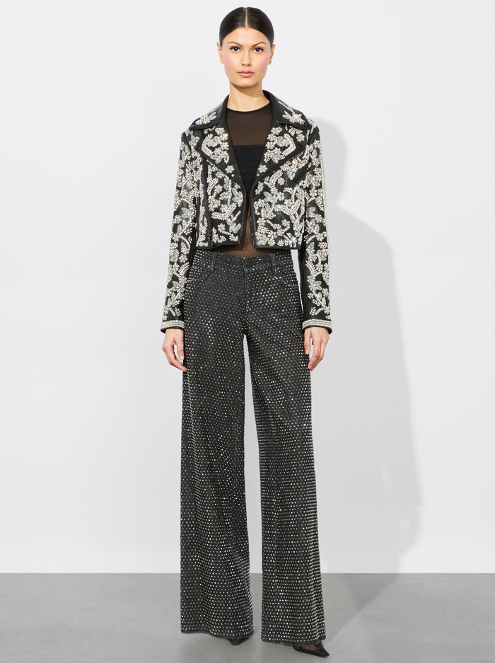 CODY EMBELLISHED LEATHER JACKET - BLACK/SILVER image 2 - Alice And Olivia