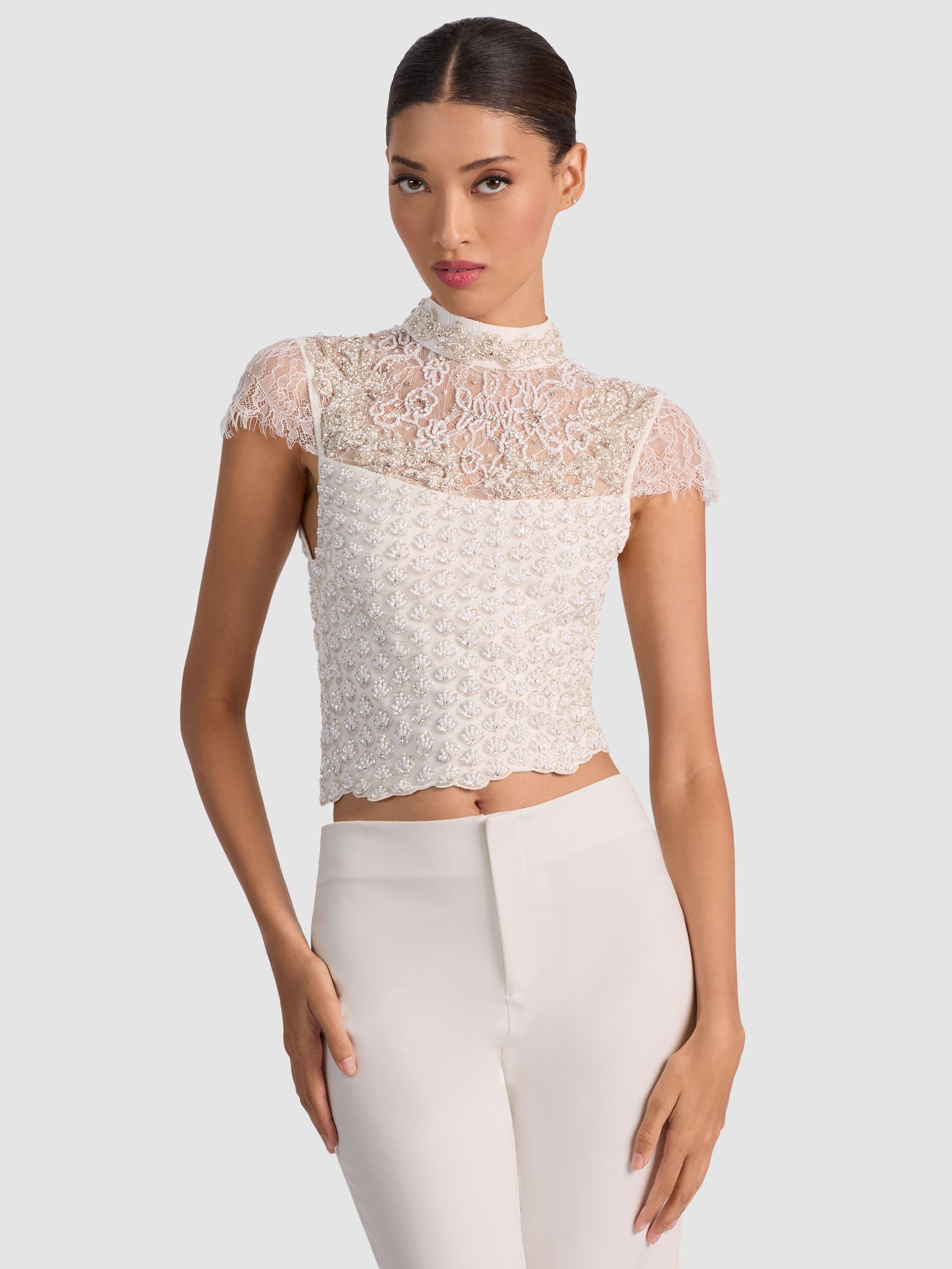 White Women's Designer Tops | Alice + Olivia