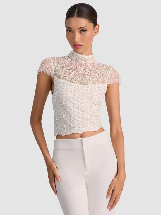 OFF WHITE-PRIA EMBELLISHED TOP