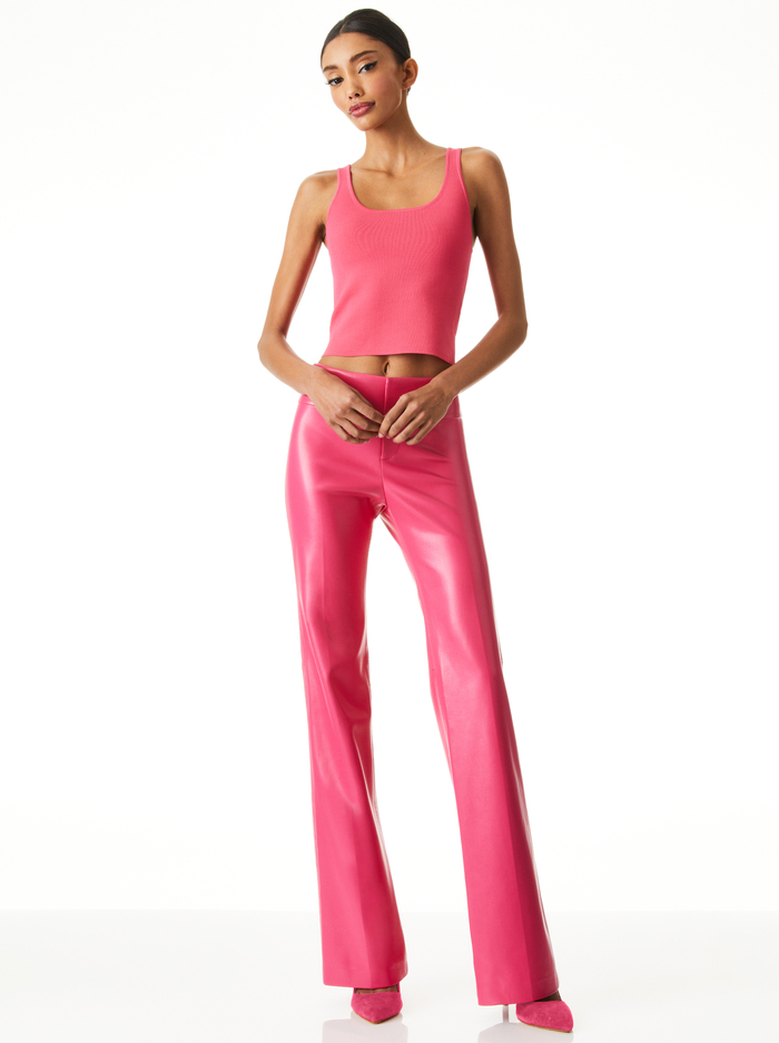 OLIVIA VEGAN LEATHER BOOTCUT PANT - WILD PINK image 4 - Alice And Olivia