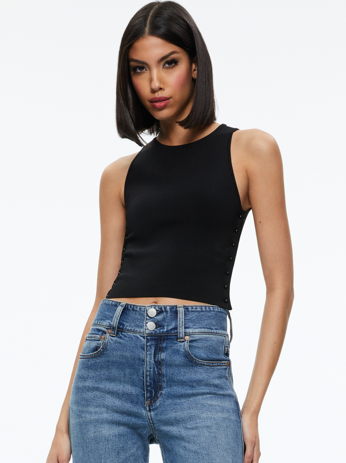 SOLEIL OPEN SIDE TANK - BLACK image 3 - Alice And Olivia