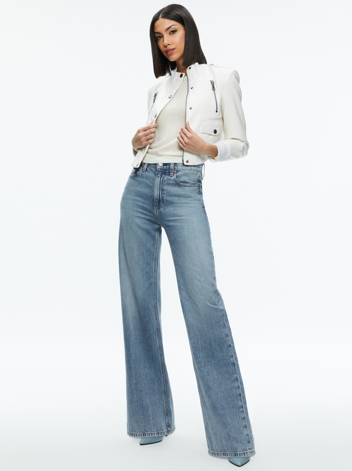 RIA  VEGAN LEATHER MOTO JACKET - OFF WHITE image 4 - Alice And Olivia