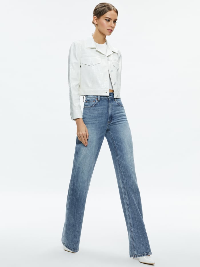 CHLOE VEGAN LEATHER CROPPED JACKET - WHITE image 4 - ALICE + OLIVIA