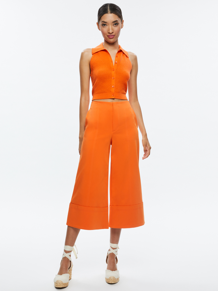 MILES COLLARED TANK + ANDRA WIDE LEG CROPPED CUFF PANT -