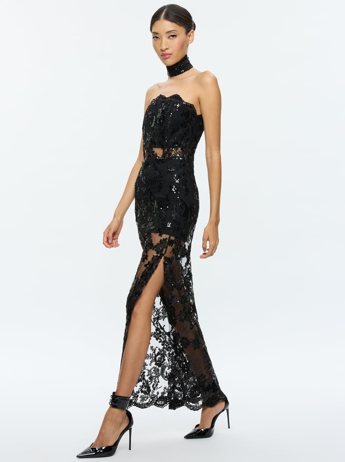 GEORGIE EMBELLISHED GOWN - BLACK image 3 - Alice And Olivia