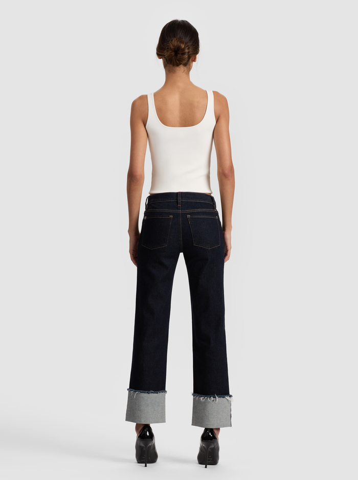 ABILENE CUFFED JEAN - DARK RINSE image 2 - Alice And Olivia