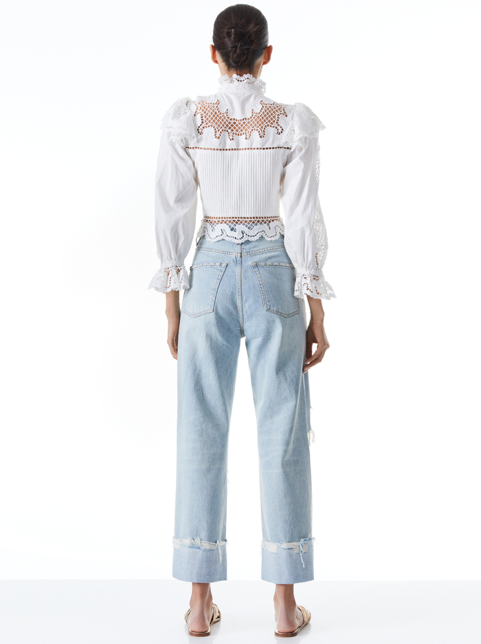 MARLO EYELET RUFFLE BLOUSE - OFF WHITE image 1 - Alice And Olivia