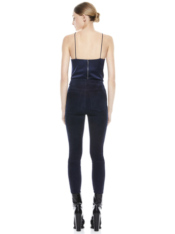 NAVY-MIKAH SINGLE BUTTON SUEDE PANT