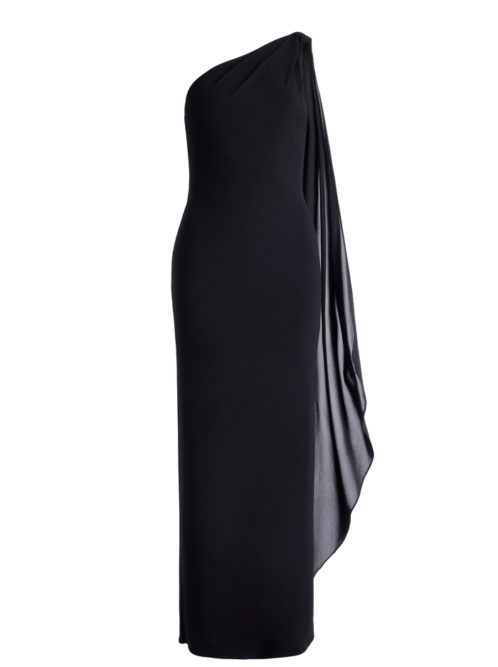 ANJA ONE SHOULDER DRAPED MAXI DRESS - BLACK image 5 - Alice And Olivia