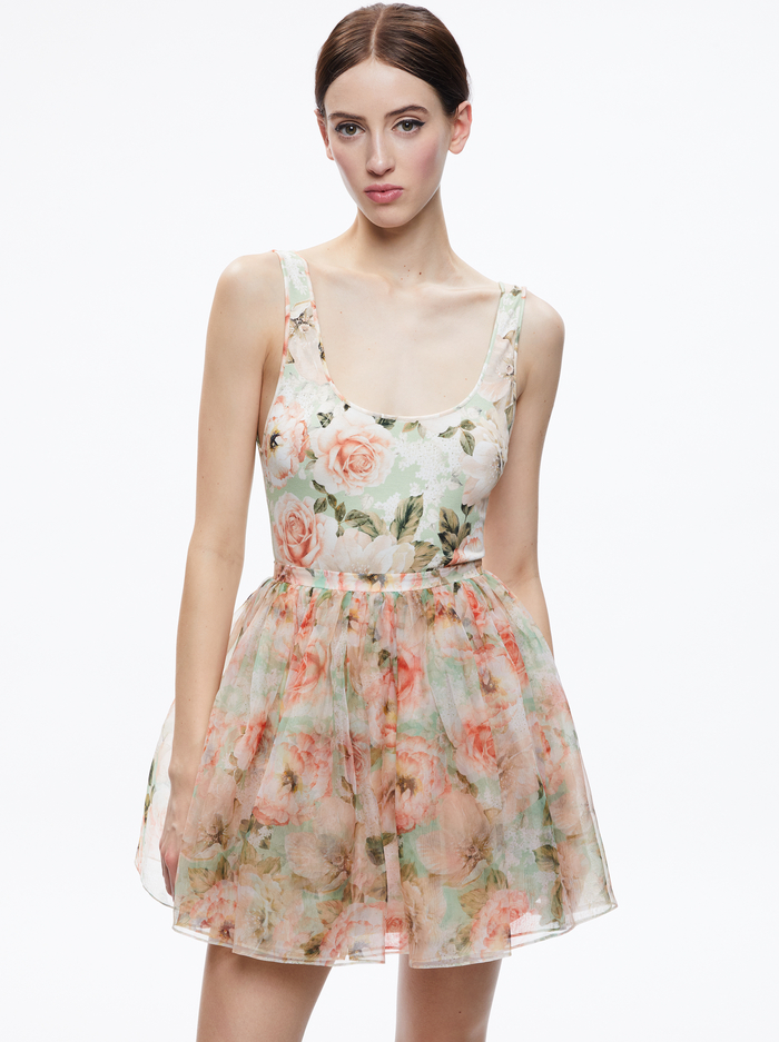 CHARA MINI DRESS - MORNINGSIDE FLORAL PISTACHIO image 2 - Alice And Olivia