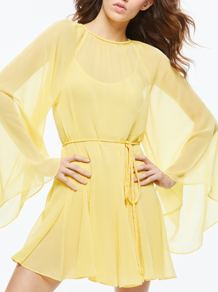 GITANA MINI DRESS WITH TIE BELT - LEMON MERINGUE image 1 - Alice And Olivia