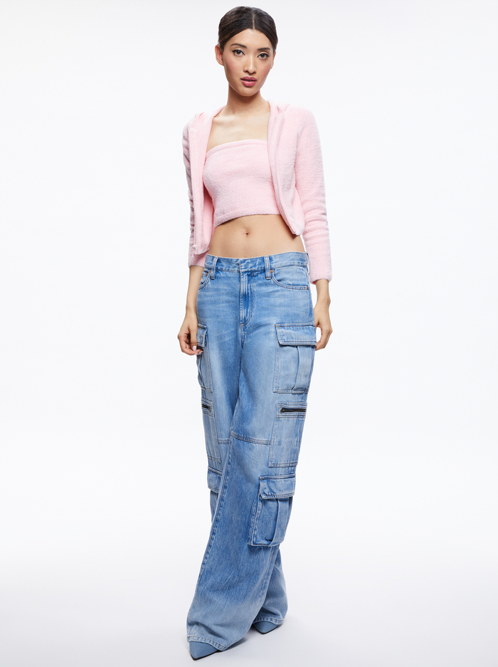 LIDELL CROPPED ZIP UP HOODIE - PETAL image 4 - Alice And Olivia