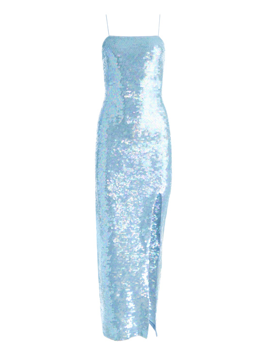 IRIDESCENT MINERAL BLUE-FIFI SEQUIN MAXI DRESS