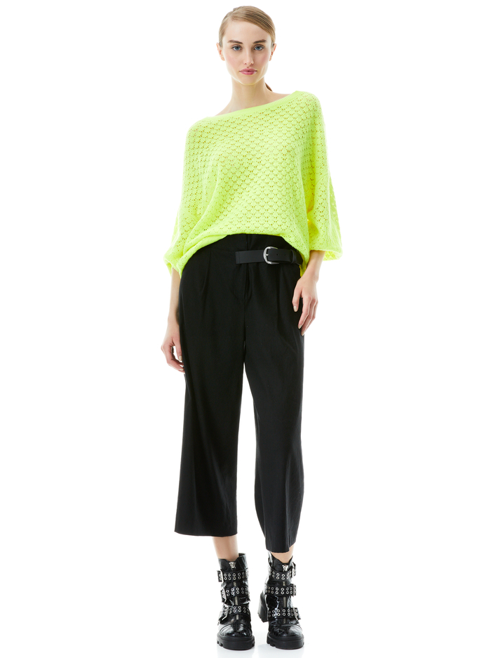 SAFFI POINTELLE PULLOVER - NEON KEYLIME image 2 - Alice And Olivia