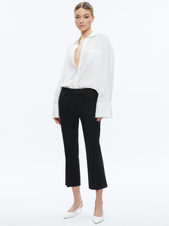 JANIS LOW RISE CROPPED FLARE PANT - BLACK image 1 - Alice And Olivia