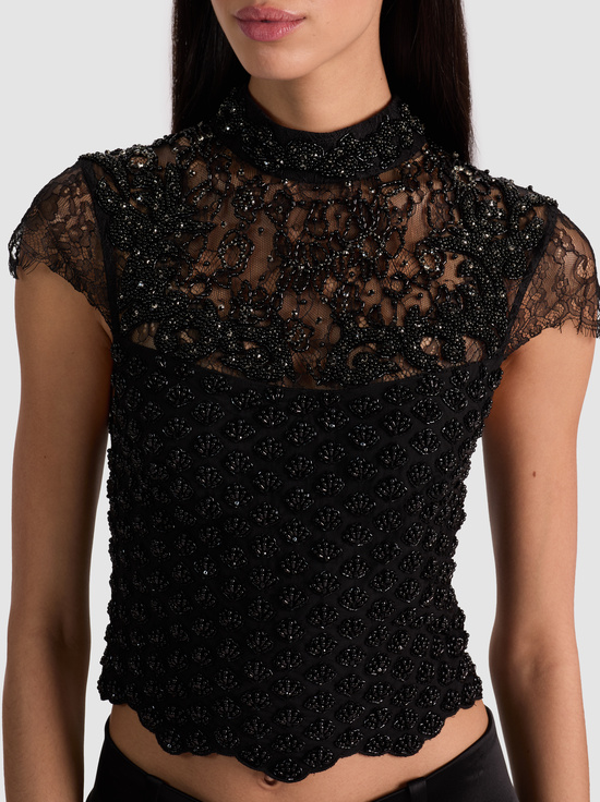 BLACK-PRIA EMBELLISHED TOP