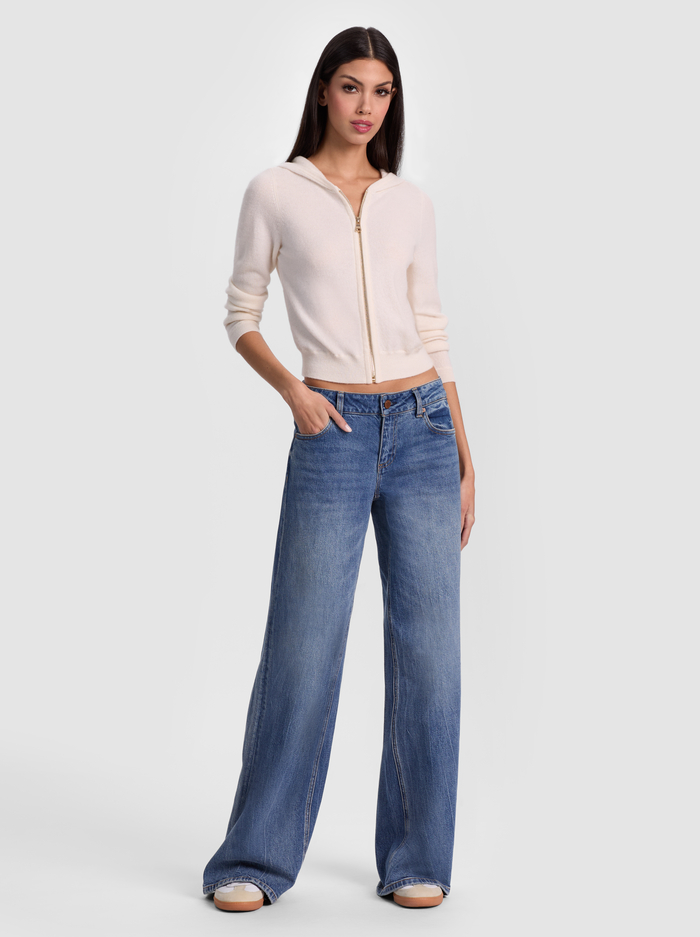 DOLLIE CARDIGAN ZIP HOODIE - ECRU image 4 - ALICE + OLIVIA