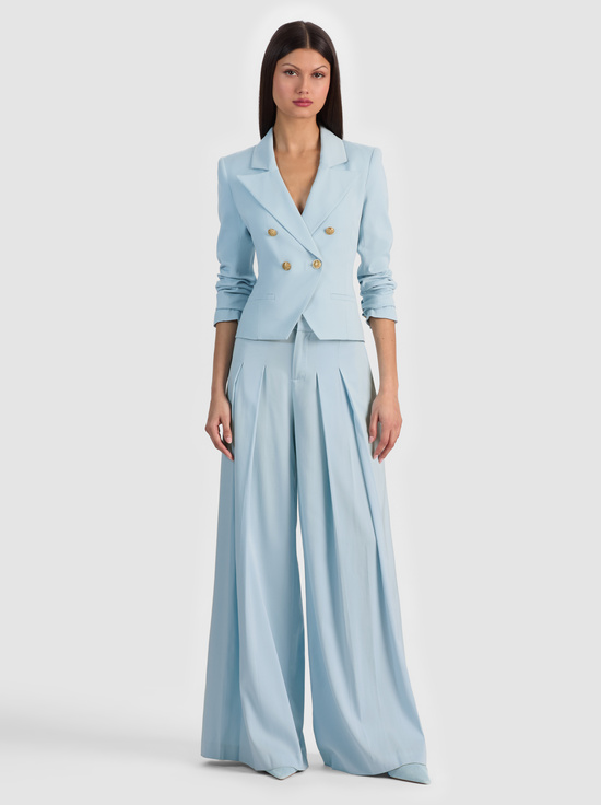 CAROLINA BLUE-SABLE DOUBLE BREASTED CROPPED BLAZER