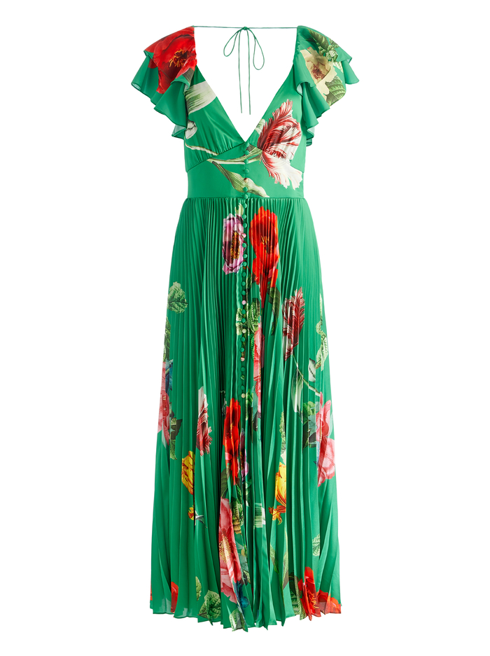 HALIA PLEATED MIDI DRESS - HAMPTONS FLORAL image 6 - Alice And Olivia
