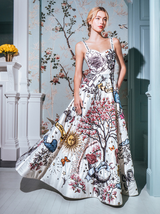 GOOD FORTUNE OFF WHITE-FIA EMBELLISHED MAXI GOWN