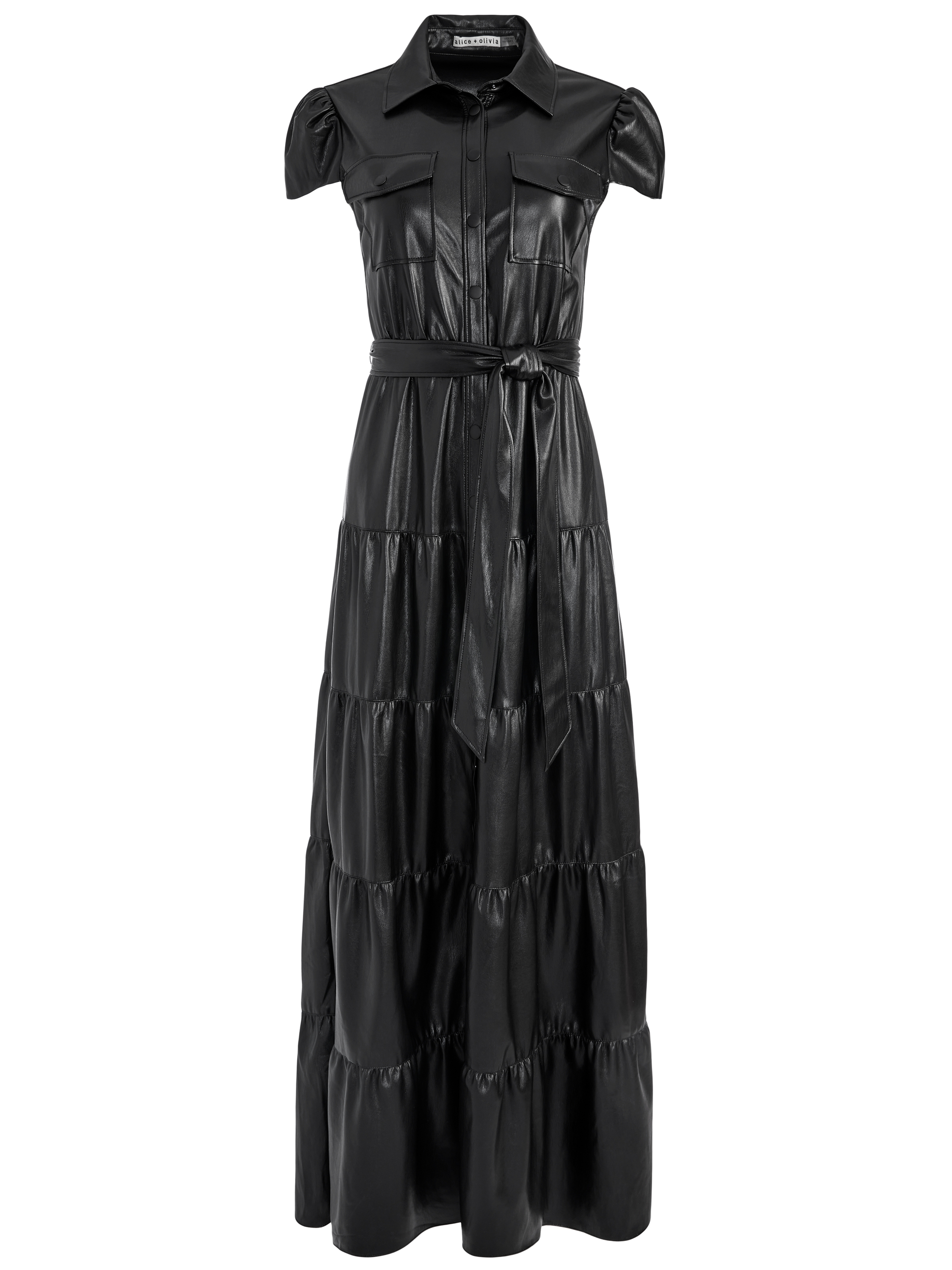 Eliana Olive Vegan Leather Dress